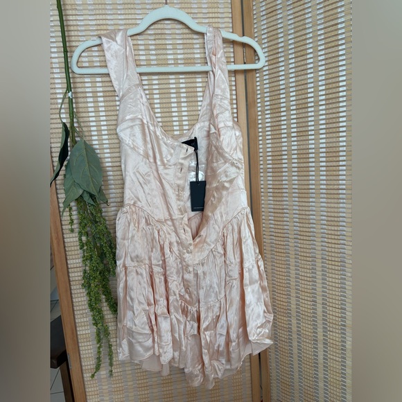 Vanessa Mooney Dresses & Skirts - Vanessa Mooney The Elisabeth Romper Dress - Cream Satin